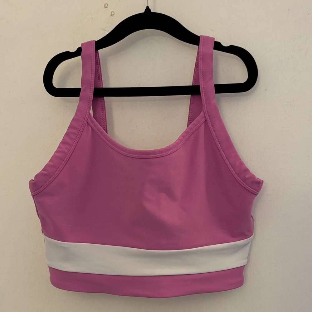 Aqua Pink and White Sports Bra
